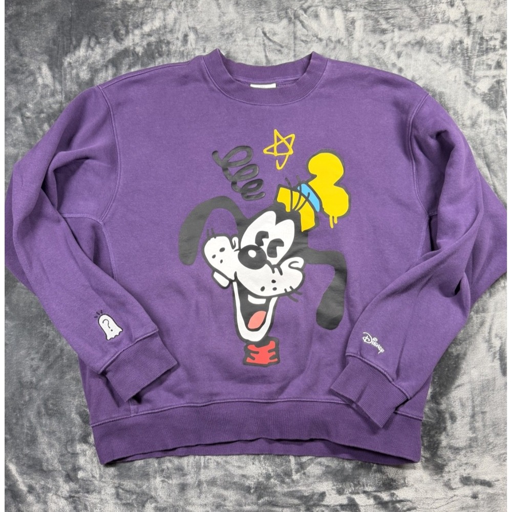 Disney 100 x H&M Trevor Andrew Goofy Sweatshirt Mens L Purple Streetwear
